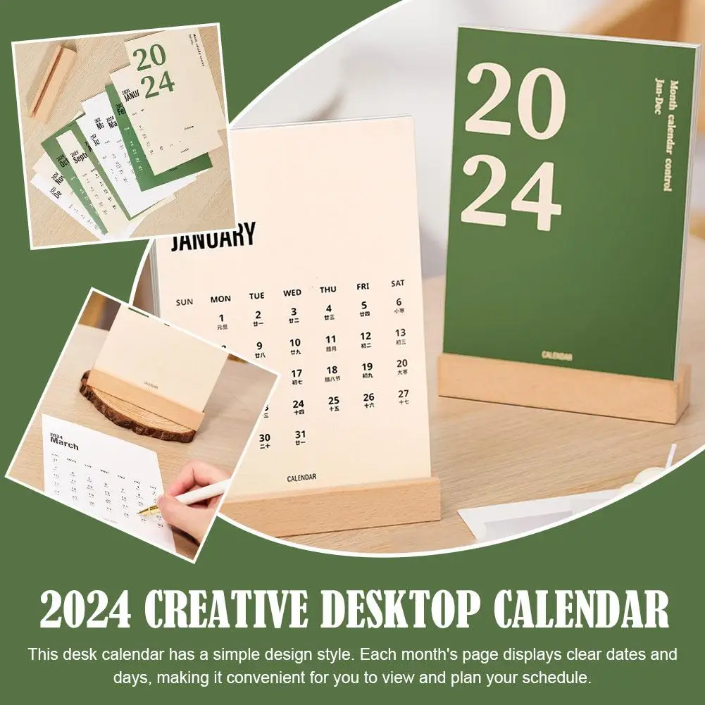 2024 Desk Calendar Creative Desktop Ornaments Planner Fashion Fresh School Memo Decoration Tabletop Mini Office Supplies Z7D8