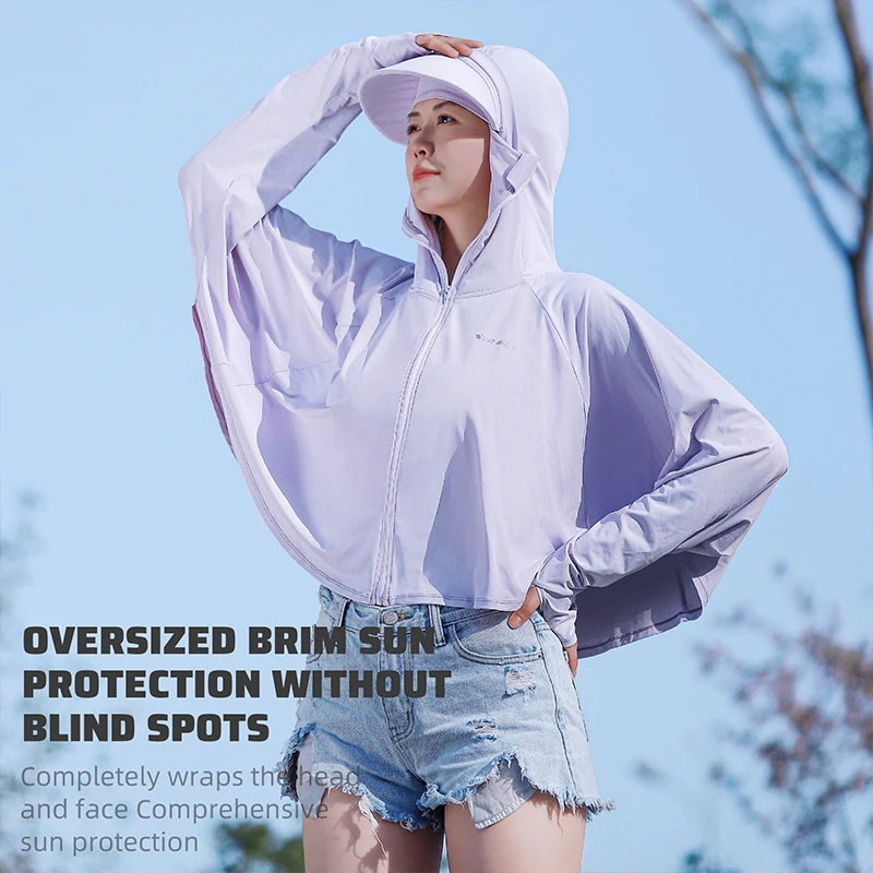 WEST BIKING UPF 50+UV Sun Protection Clothing Women Hoodie Ice Silk Breathable Outdoor Jacket Cycling Fishing Running Sport Gear