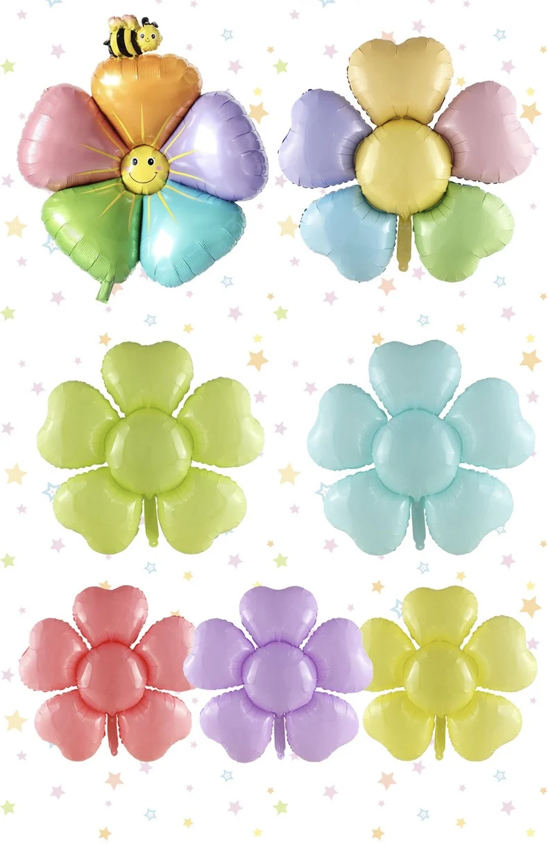 Neue Gänseblümchen Aluminium Film Ballon bunte lächelnde Gesicht Biene fünf Blütenblatt Blume Pferd Caron Sonne Blume Geburtstags feier Picknick Camping – Detail 1
