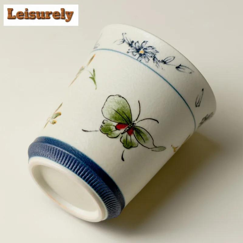100ml Butterfly Orchid Cola Mug Breakfast Cup Water Ice Cold Juice Jug Bubble Teacup Cold Hot Water Jug Drinkware Decoration