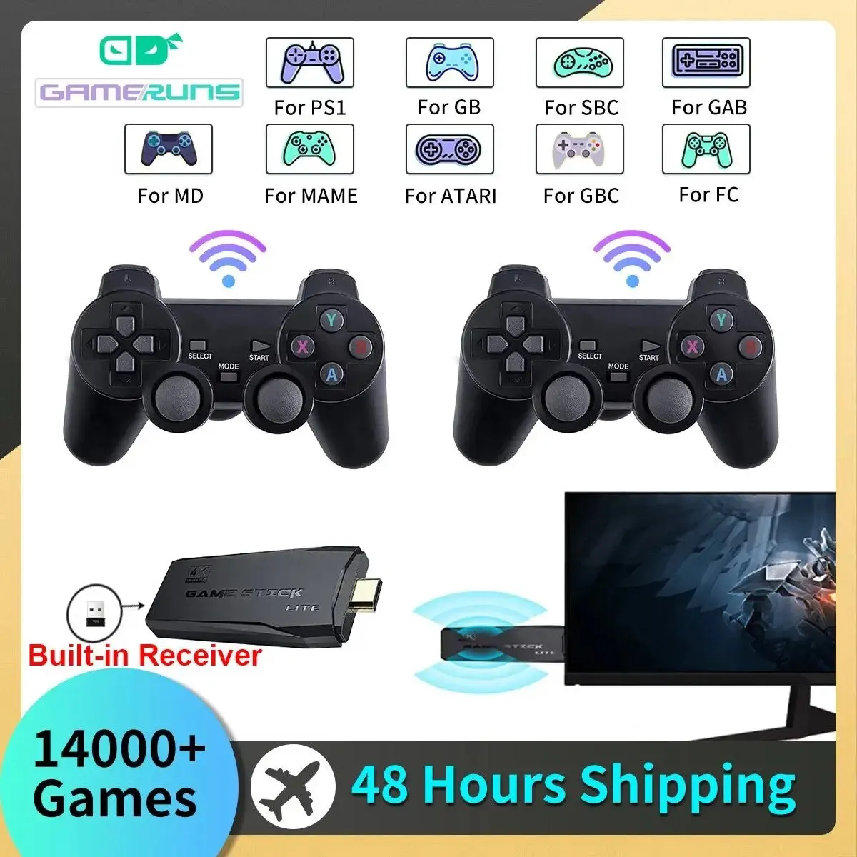 64Gb Video Game Console Built In 14000+ Games Handheld Game Console Wireless Controller Game Stick For Ps1 Gba Mame Gbmd Neo