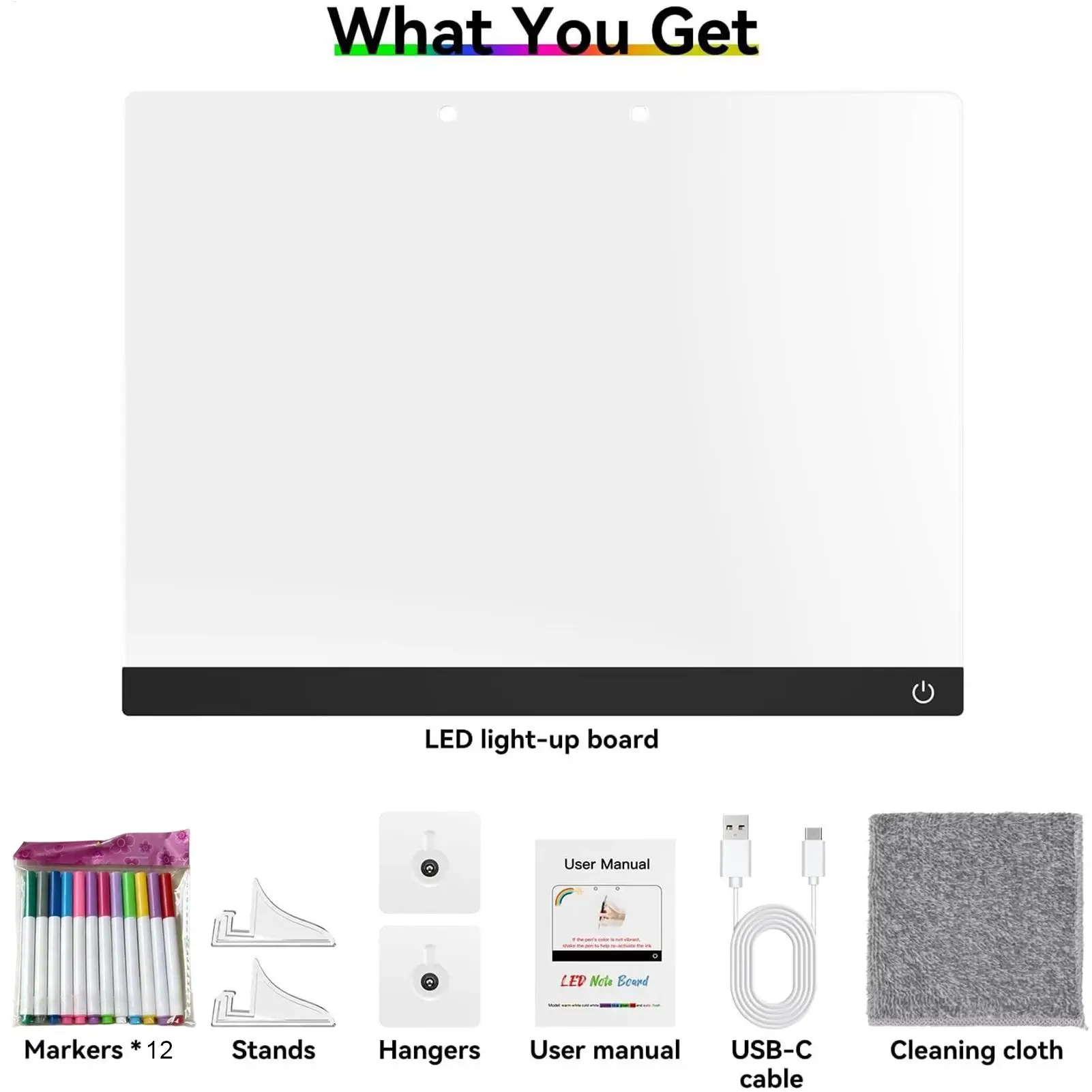 색상 조절 가능한 밝기의 LED 노트 보드 12색 펜 컬러풀 태블릿 LED 메시지 보드 어린이 소년 소녀 학교용