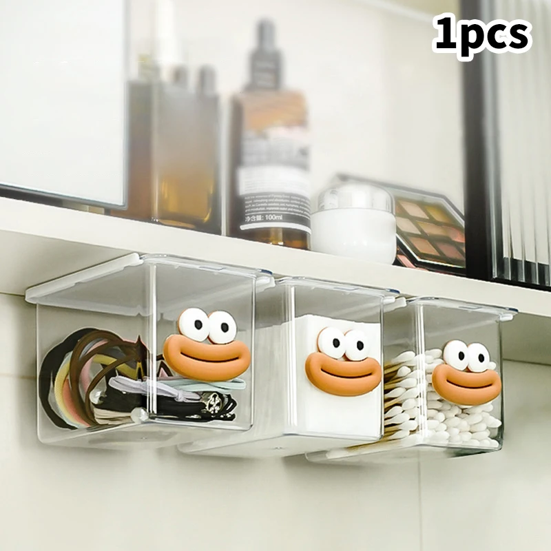 Drawer Style Storage Box Under The Mirror Cabinet Transparent Bathroom Cotton Stick Makeup Cotton Bathroom Pull-Out Storage 5
