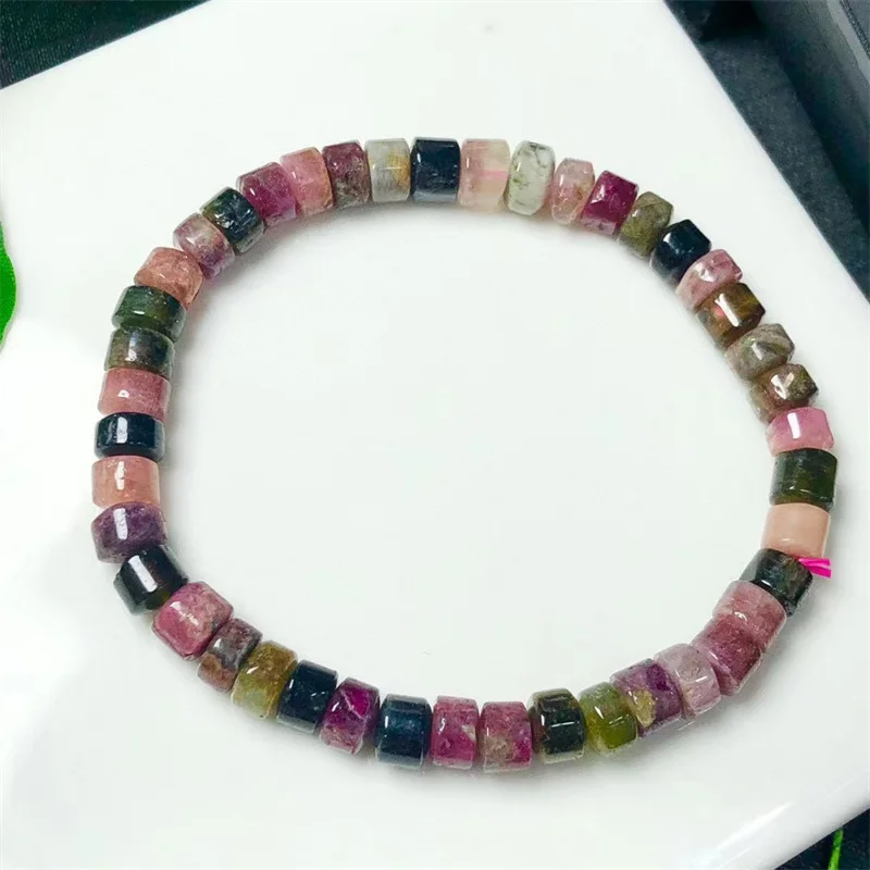 Natural Tourmaline Bucket Bracelet Fashion Healing Personalized For Men Women Gemstone Jewelry Lovers Gift 1pcs 6x4mm