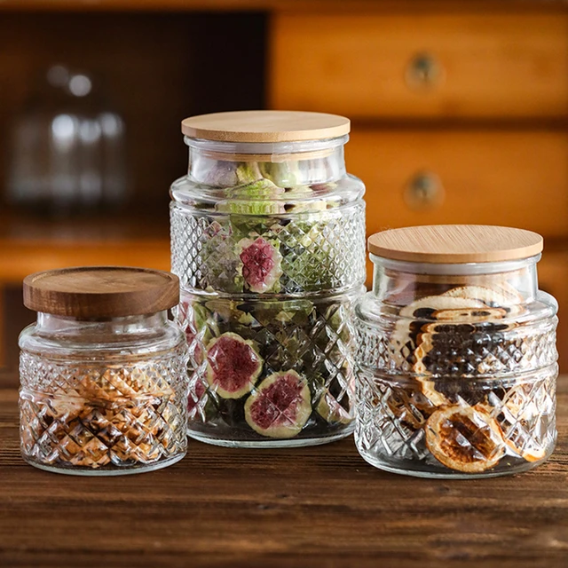 Glass Jar with Lid,Glass Storage Containers,Clear Glass Jars with Airtight Lids for Coffee,Rice,Sugar,Decorative Cookie Jars for Kitchen Counter