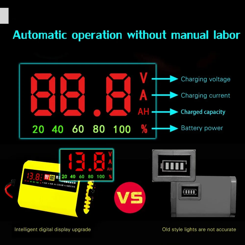 12V 2A Lead Acid Battery Charger Lcd Display AC 110V 220V Motorcycle Car Charge For 5AH 7AH 12AH 14AH 20AH charger adapter battery charger battery charger adapter