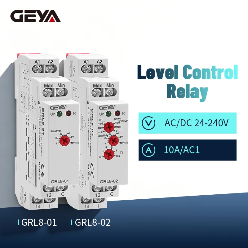GEYA GRL8 Liquid Level Control Relay Electronic Liquid Level Controller 10A AC/DC24V-240V