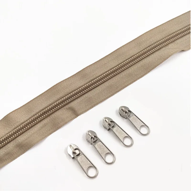 1/2/3/5/8/10 Meters 5# Long Nylon Zippers Rolls with 2/4/6/10/16 /20 Pieces Zipper Slider For Tailor Sewing Accessories