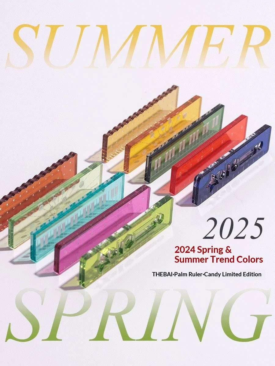 Thebai 미니 자 휴대용 포켓 팜 스프링 한정판 투명 아크릴 자 저널링 사무용 드로잉 문구용