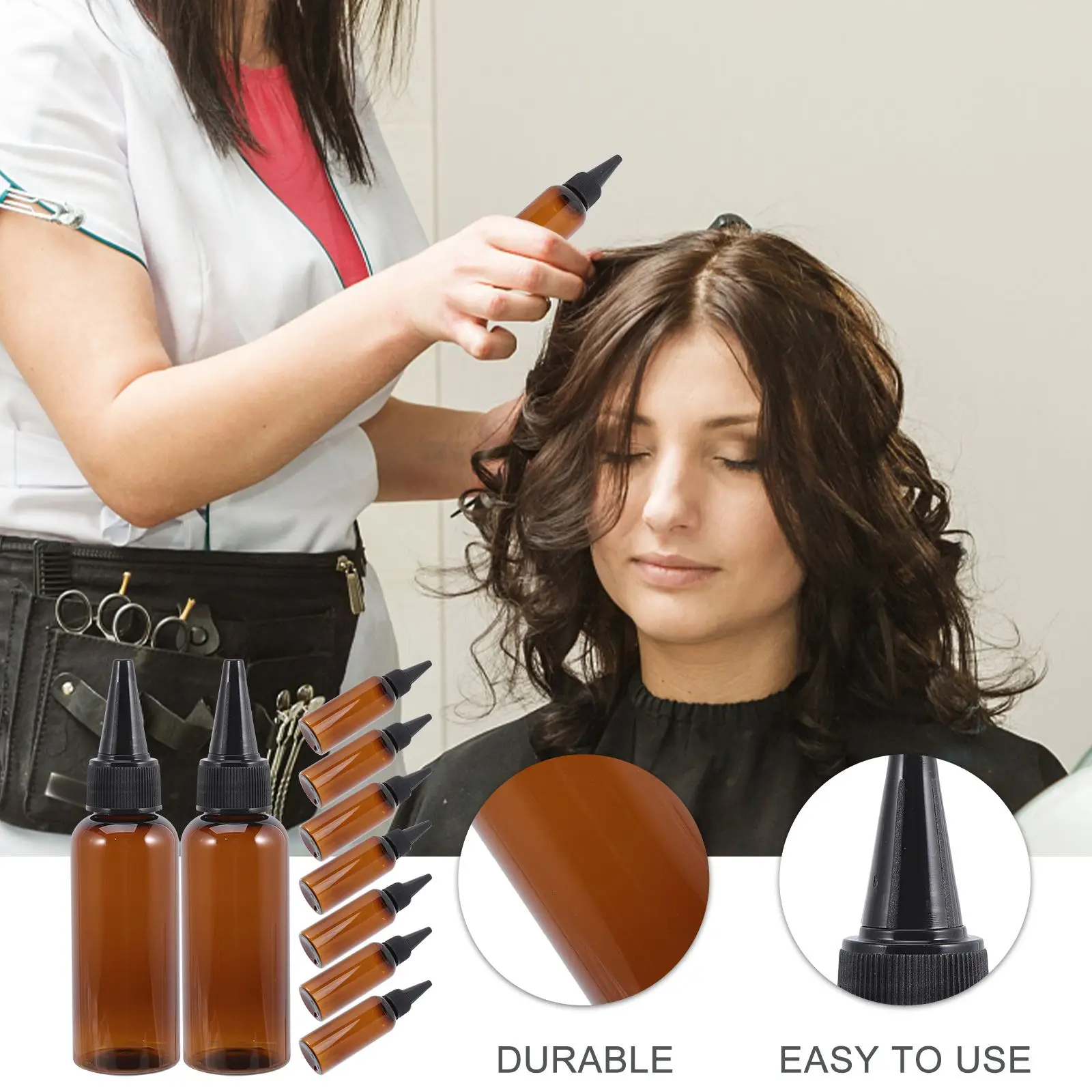 Hair Oil Applicator Bottle Hair Dye Applicator Bottle Hair Dyeing Bottle Hair Dye Bottle Cosmetic Plastic Bottle 10Pcs 50ml Plastic Applicator Bottle Hair Squeeze Bottle Empty Oil Bottles Hair Dye Plastic Dispenser Refillable Bottles