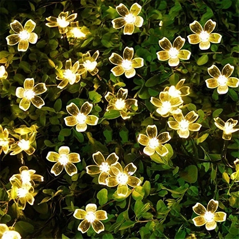 Peach Flower Solar Lamp Power LED String Fairy Lights 5m 7m 12m 22m 8models 6V Solar Garlands Garden Christmas Decor For Outdoor