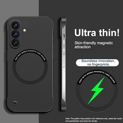 Frameless Magnetic Hard PC Matte Cover - Ultra Thin Phone Case with Wireless Charging - Samsung A36 (Black)