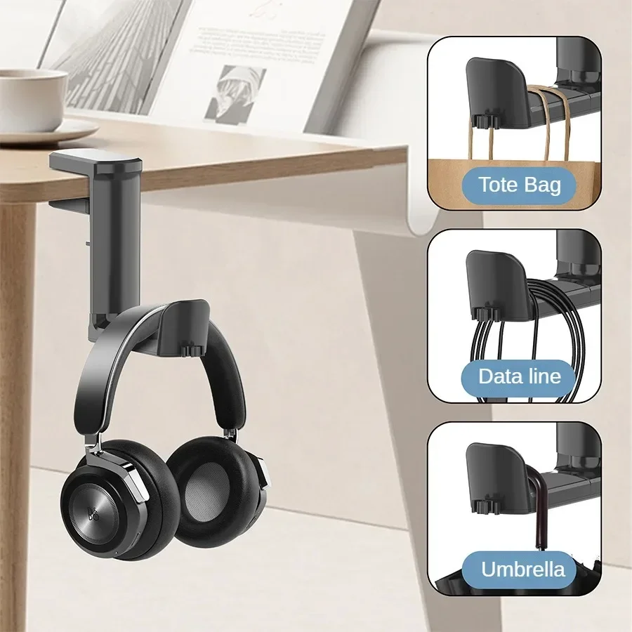 New No Punch Table Clip Hook Headphone Holder 360 Degree Rotating Headphone Holder Storage Hanging For Bose Sony Airpods Max