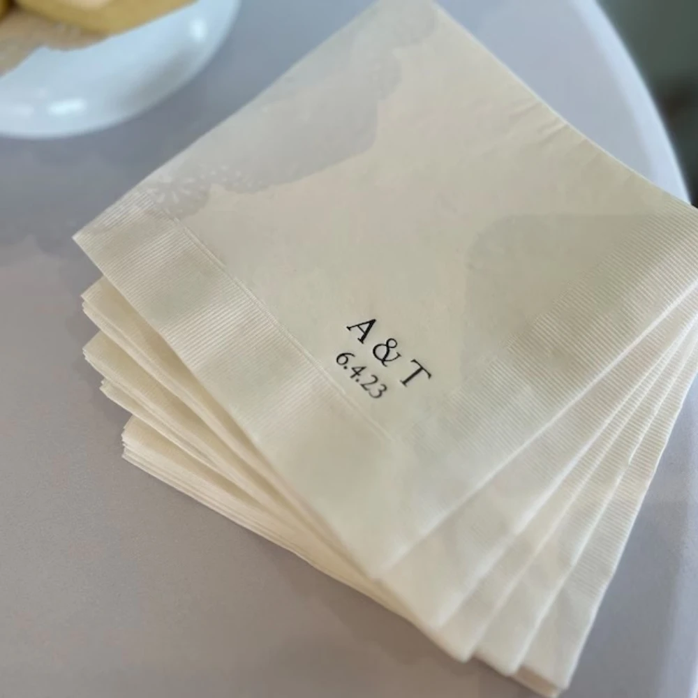 

50pcs Personalized Napkins Wedding Personalized Cocktail Beverage Paper Anniversary Party Monogram Custom Luncheon Guest Towels