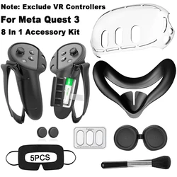 8 - in - 1 VR Accessory Kit with Silicone Cover, Lens Film, Disposable Masks, and Cleaning Brush Gift (Black - A)