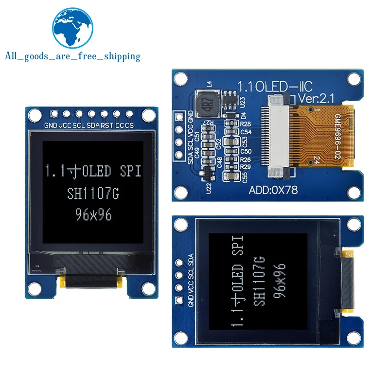 

ЖК-модуль TZT для Arduino с OLED-дисплеем 1,1 дюйма, 96 × 96, SPI SH1107, 4-контактный/7-контактный ЖК-дисплей, 1,1 дюйма, вертикальный модуль OLED-экрана для Arduino