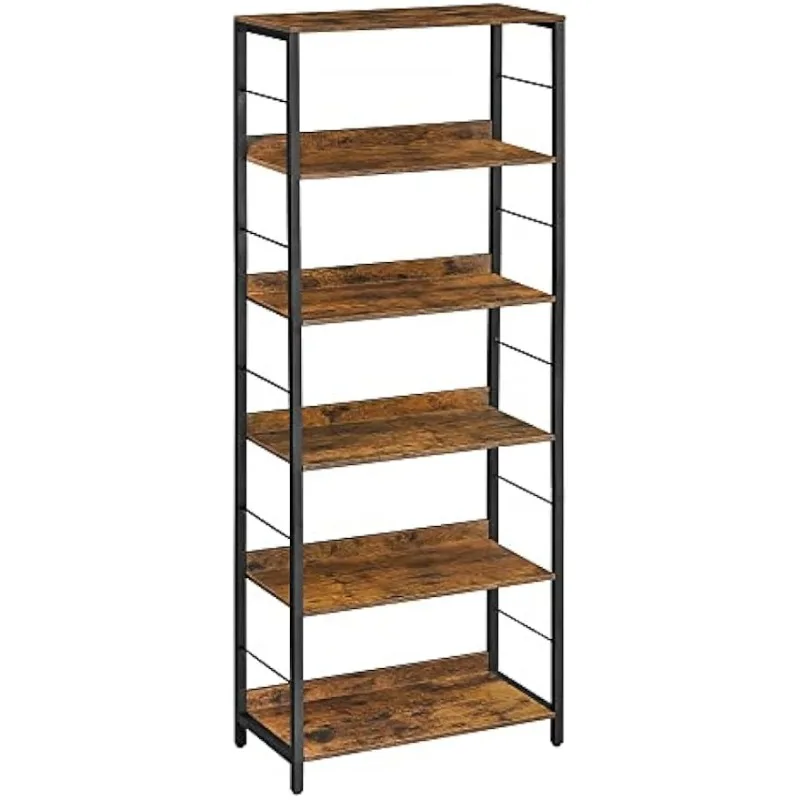 

VASAGLE 6-Tier Bookshelf, Bookcase for Office, 11.8 x 23.6 x 70.1 Inches, Shelving Unit, with Back Panels, Industrial Style