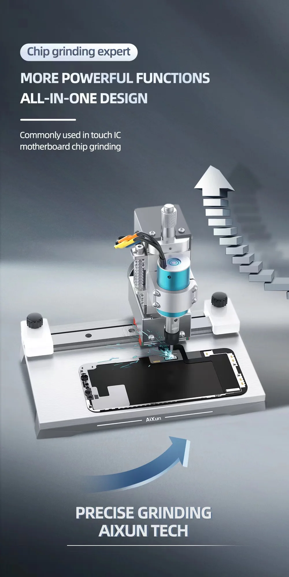 JC AIXUN Smart IC Chip Grinding Machine Mobile Phone Screen Hard Disk CPU Touch IC Mainboard Grinding Polishing Grinder Tool Set
