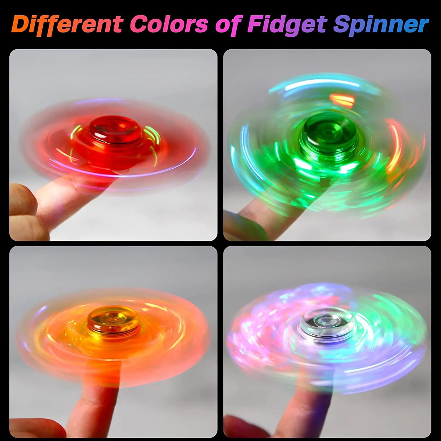LED Light Up Fidget Spinner Luminous Finger Toy Hand Spinner Stress Reduction and Anxiety Relief Party Favors for Kids Adults 3