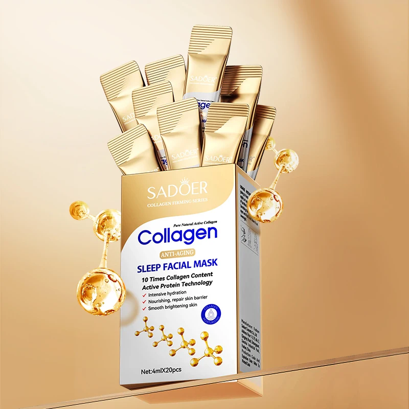 20pcs/box SADOER Collagen Sleeping Facial Masks Face Moisturizing Anti-aging Whitening Anti Wrinkles Mask Skin Care
