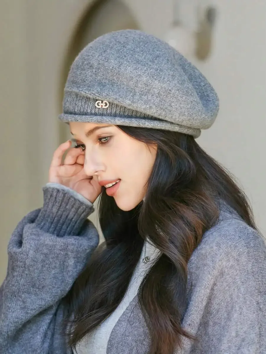 Women's Beret Hat Elegant Autumn Winter Warm Painter Style_voghion.com