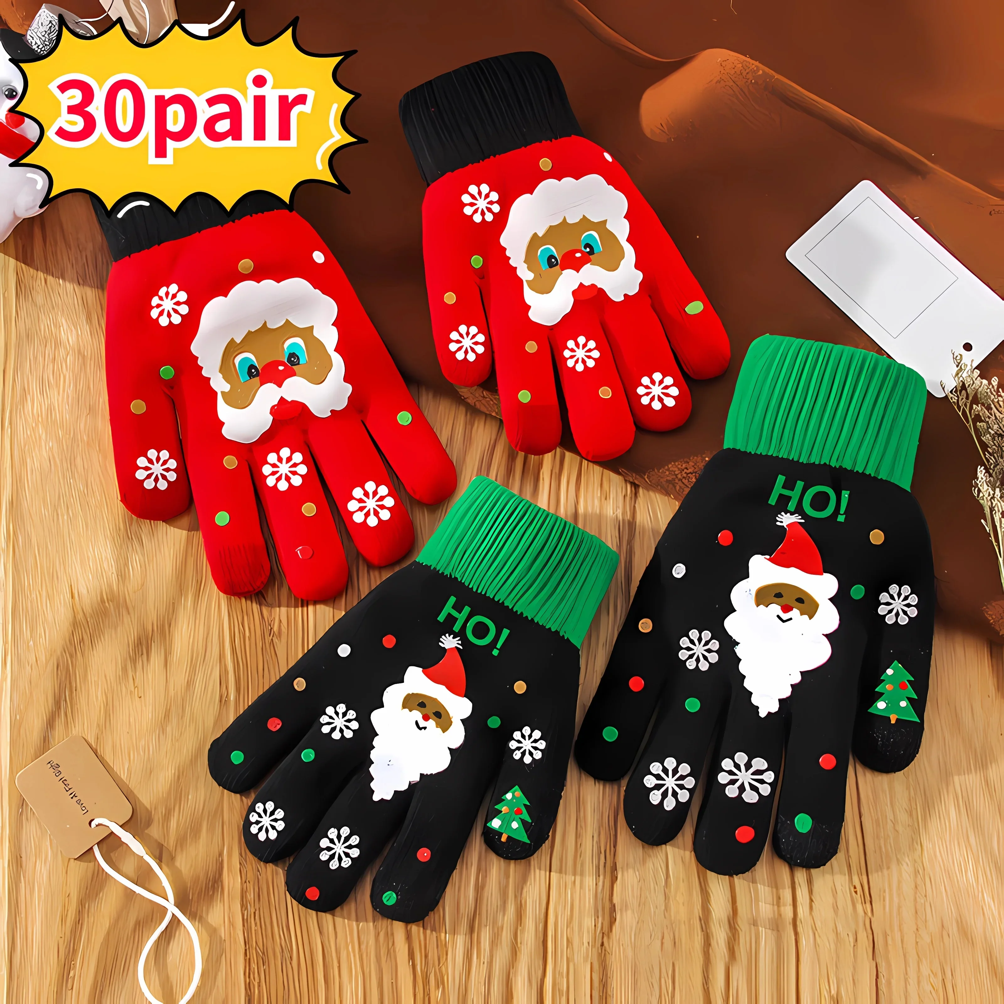 Merry-Christmas-Gloves-Couple-Gift-Santa-Claus-Printed-Touch-Screen ...