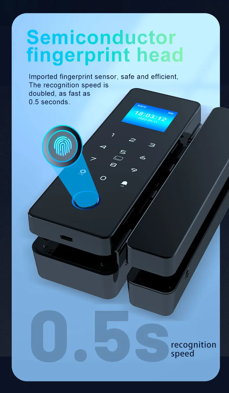 Smart Phone Hahalock APP Fingerprint Lock Bluetooth Glass Sliding Door Smart Loc