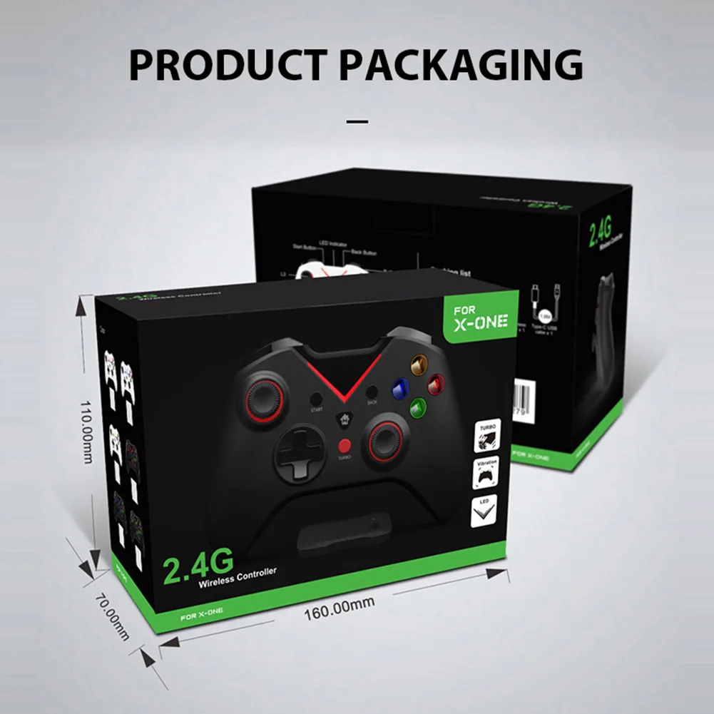 2.4G Gamepad Dual Vibration Wireless Games Handle Six AxisTurbo Function Gaming Accessories for Xbox One PC Windows 10/8/7