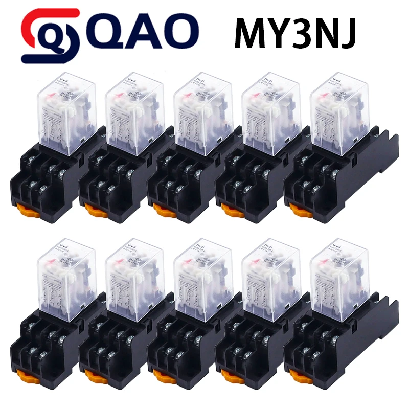 

10Set HH53P MY3NJ Micro Mini Relay MY3 11-Pin AC24V/DC12V/DC24V/DC110V/AC220V Coil General Purpose Intermediate Electromagnetic