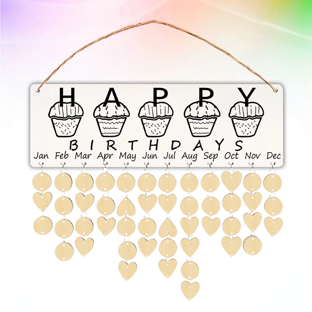 

Calendar Board with Slices DIY Family Birthday Reminder Wall Hanging Calendar Wooden Birthday Plaque for Moms Dads Family