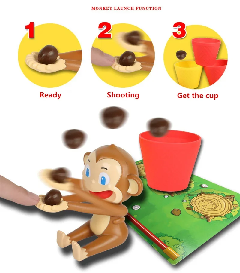 

[VIP] Coconut Crazy Monkey Dexterity Game shooting coconut build a complete pyramid Board Game Family parent-child Toy kids gift