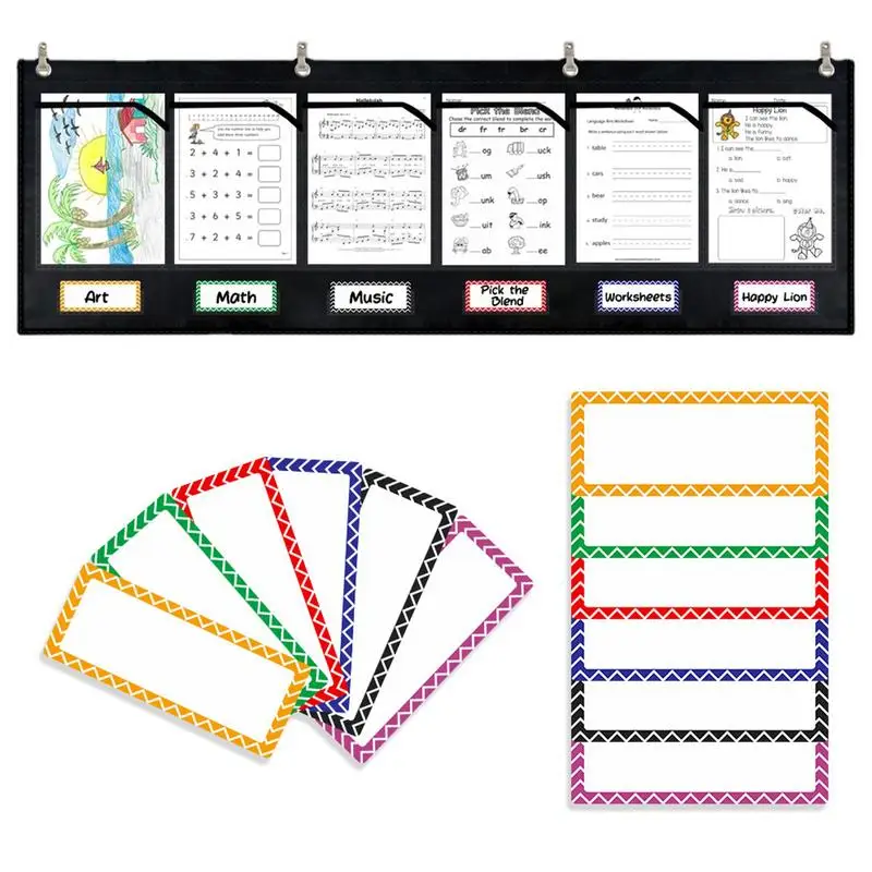 

Class Schedule Pocket Chart Clear Hanging Wall File Organizer With 12 Labels Wall Mounted Homework Organizer Storage Pocket