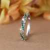 Minimalist Small Green Stone Crossed Rings For Women Silver Color Stacking Thin Wedding Bands Daily Party Zircon Finger Jewelry