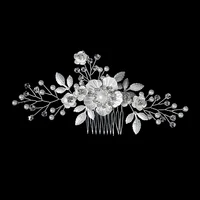 Silver Color Rhinestone Wedding Hair Comb Pearl Crystal Hair Accessories for Bride Ornament Prom Bridal Flower Headpiece Jewelry - Image 4