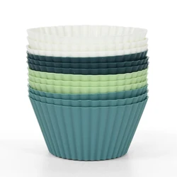 Silicone Muffin and Cupcake Baking Molds - Set of 12, Perfect for Home Baking and Cake Decorating (Mix1)