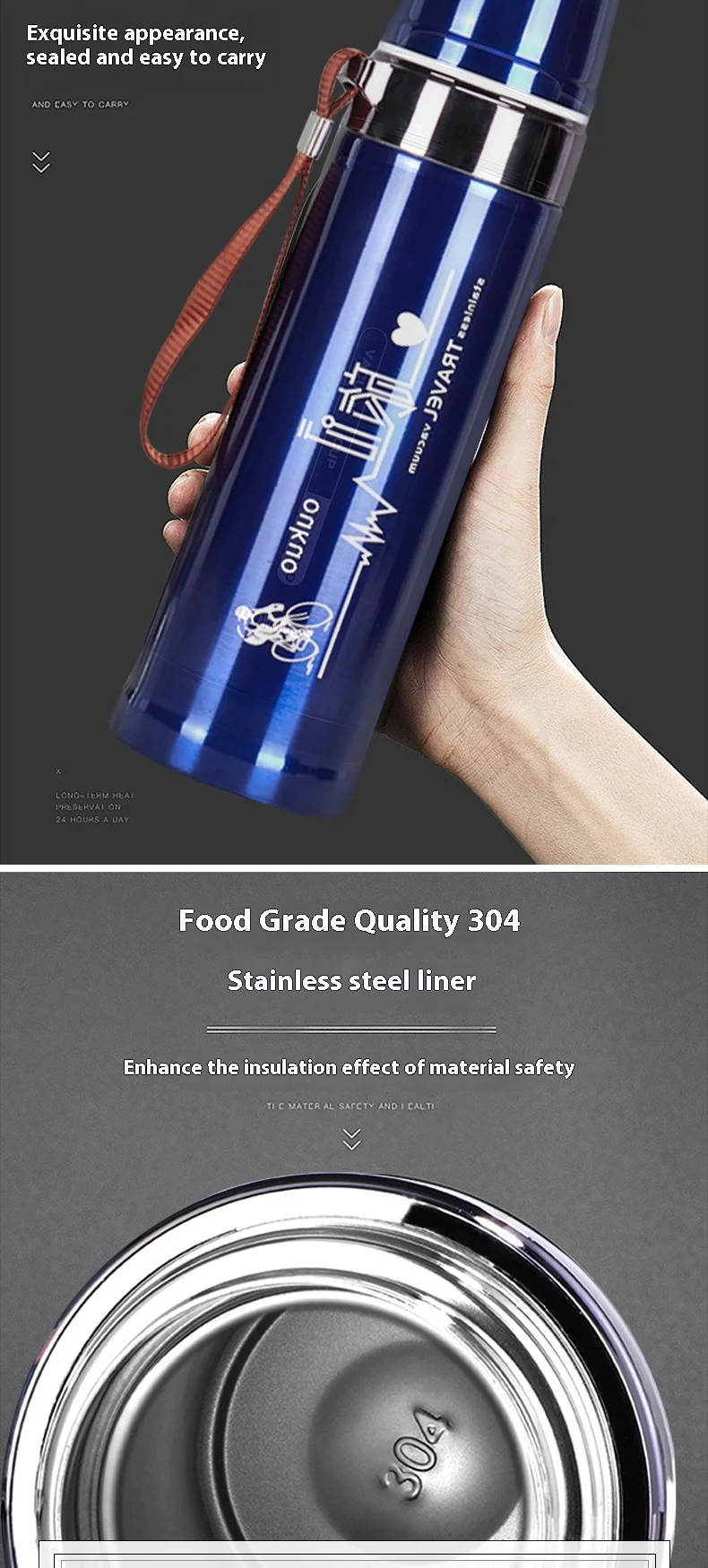 Bullet Style Stainless Steel Vacuum Flask 750ml – Red and Steel Color 