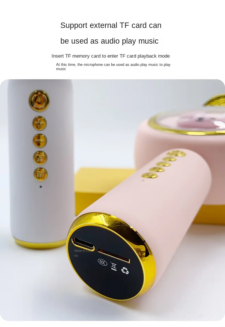 Micro Karaoké Enfant Sans Fil Avec LED - 2 Micros, Bluetooth 5.3, Batterie 1200mAh