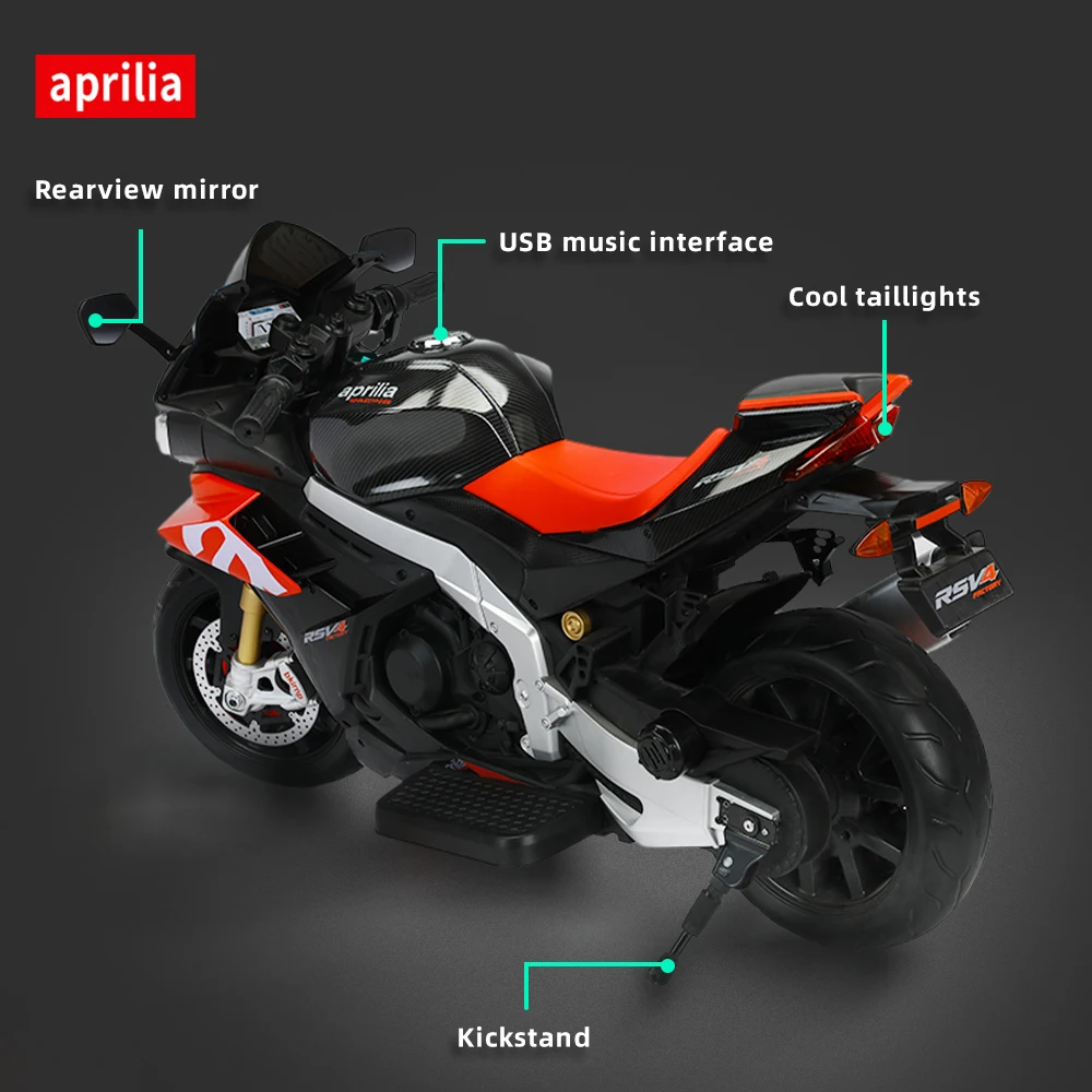 Aprilia Licensed 24V 12MPH Kids Motorcycle Electric Motorbike