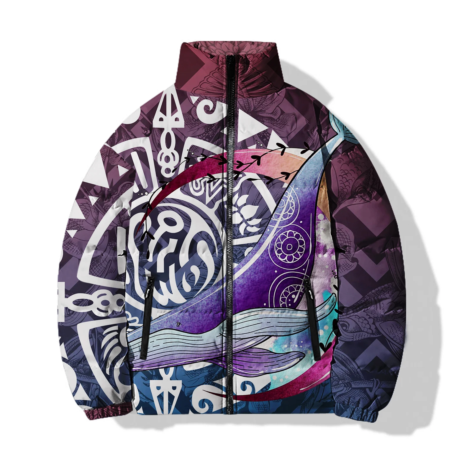 thumbnail image 1 of Abrigos de moda para hombre, chaquetas casuales y versátiles para hombre, chaqueta de algodón con estampado de peces personalizado, abrigo cómodo y cálido para hombre, 1 of 5