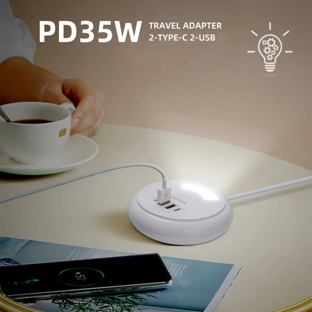 35W Multi port USB Charger PD Fast Charging Wall Charger Power Strip For iPhone Samsung Xiaomi EU US Plug Phone Charger Socket