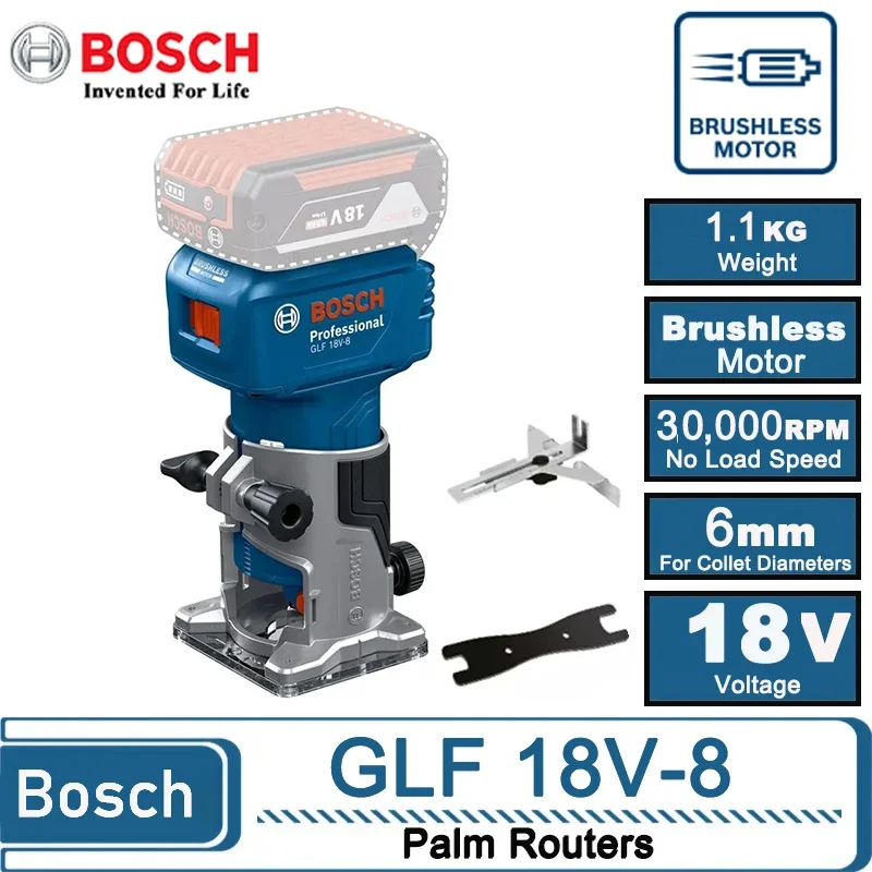 Bosch GLF 18V-8 18V Electric Trimmer Wood Router Machine 30000RPM Carpentry Tool for Woodwork Trimming Grooving Carving Milling