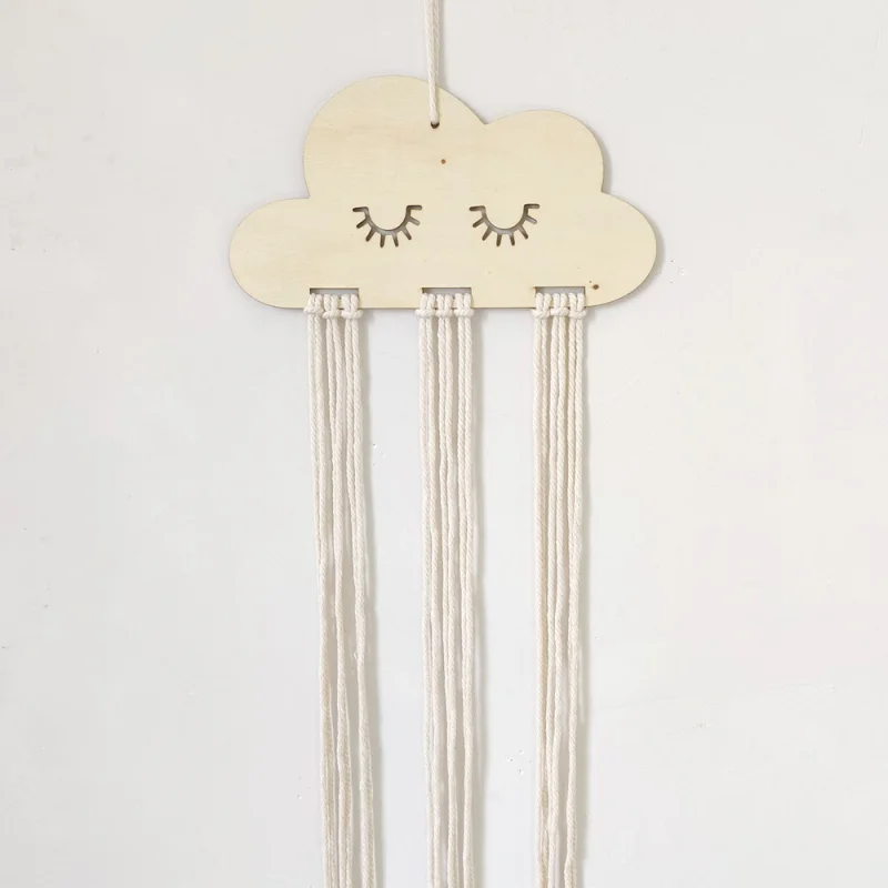 INS Nordic Wooden Cloud Baby Hair Clips Holder Princess Girls Hairpin Hairband Storage Pendant Jewelry Organizer Wall Ornaments