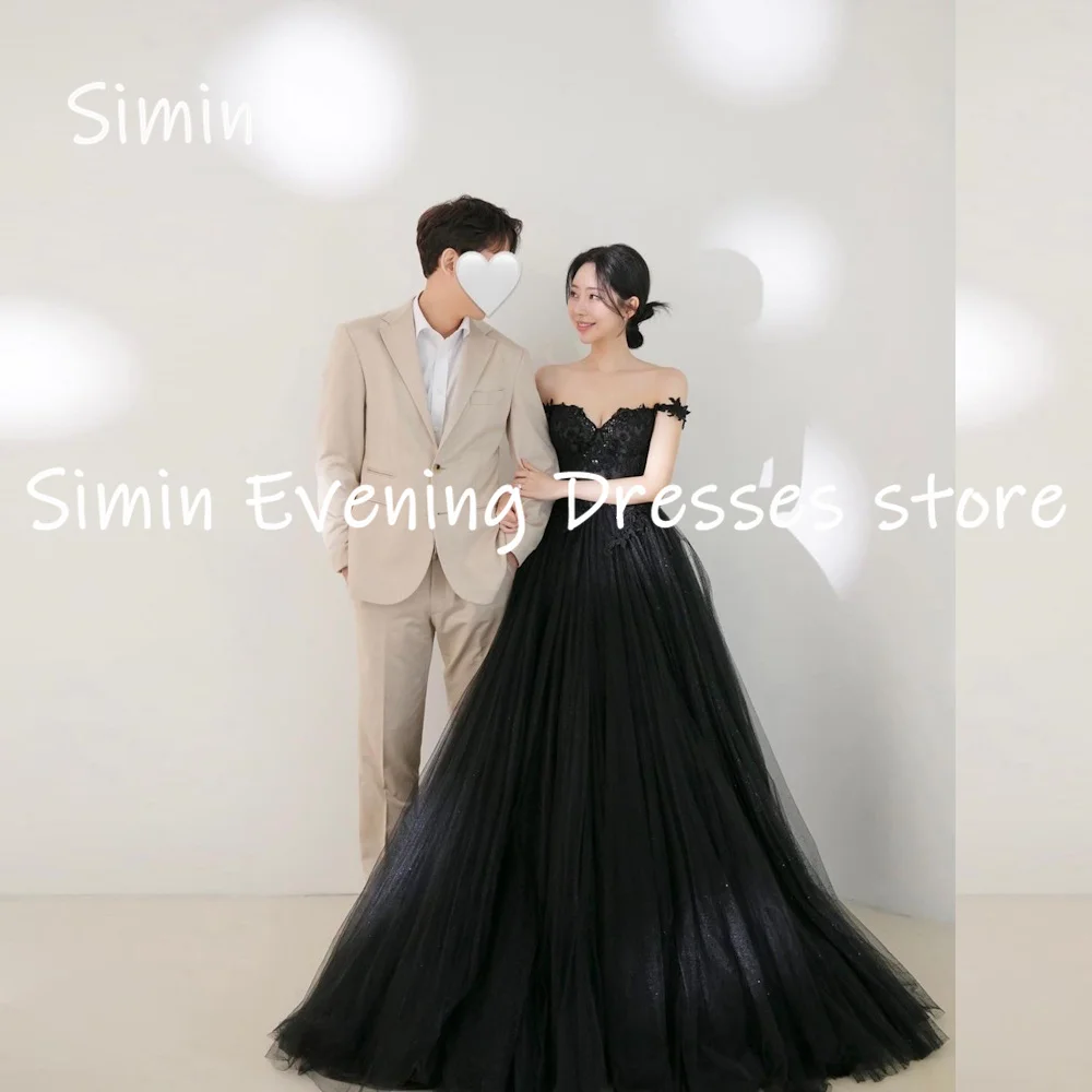 

Simin Tulle A-line Off-the-shoulder Neckline Ruffle Formal Prom Gown Floor-length Evening Elegant Party dresses for women 2023