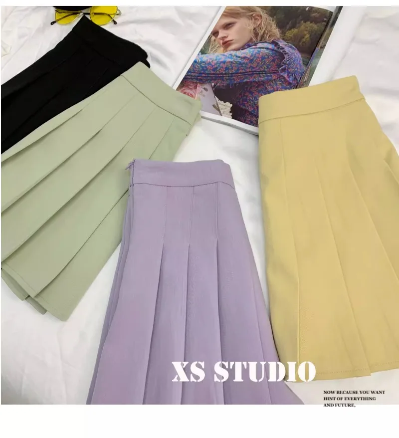 Japanese Mini Pleated Skirt 2024 Spring And Autumn New Preppy Style Slimming A-line Skirt High Waist Suit Short Skirts For Women