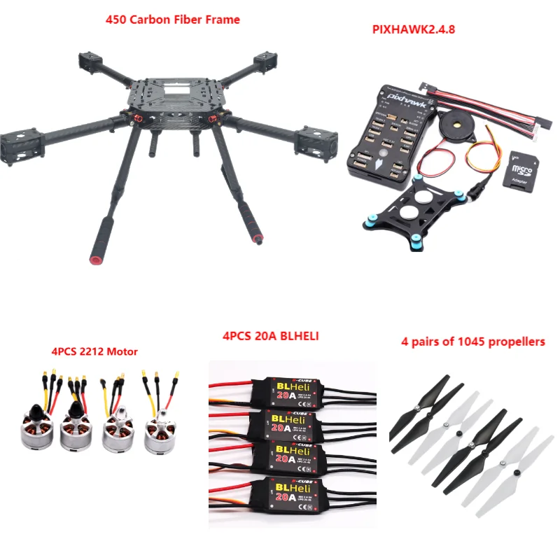 

Рамка из углеродного волокна 450 PIXHAWK Полетный контроллер Квадрокоптер BLHELI 20A 2212 мотор ESC wifi модуль с посадочным шасси