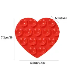 Heart - Shaped Suction Cup Phone Stand with Strong Grip Silicone Holder (Red)
