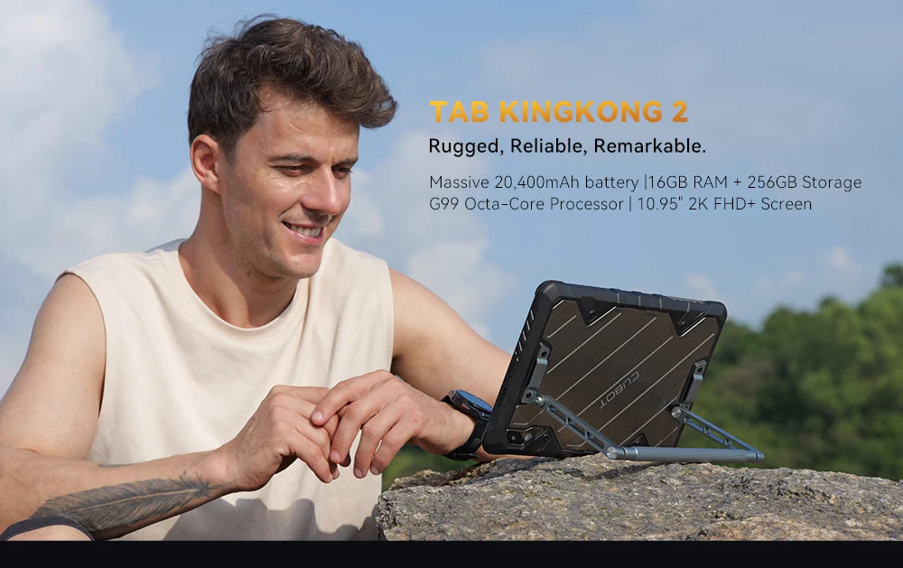 Cubot Tab KingKong 2,Rugged Tablet Android 14,MTK Helio G99,20400mAh Battery,16GB RAM+256GB ROM,IP68 Waterproof,10.95" Screen