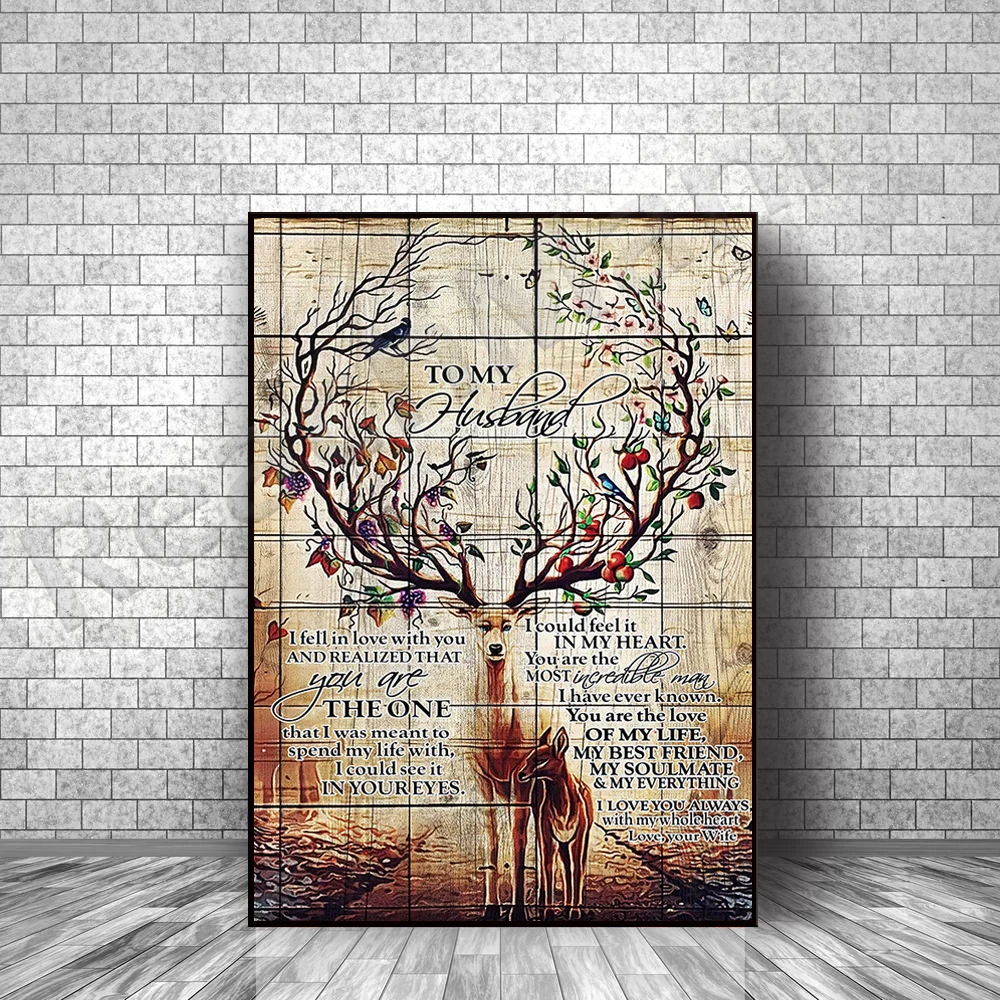

To my wife's husband, I'm in love with you reindeer frameless poster, the most iconic quote poster, home decor art