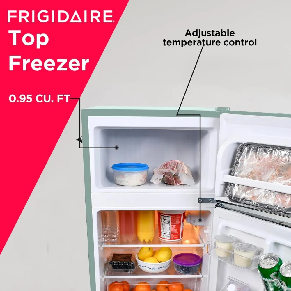 EFR840-MINT EFR840 Retro Mini Fridge with Freezer & Side Bottle Opener-Small 2 Door Refrigerator