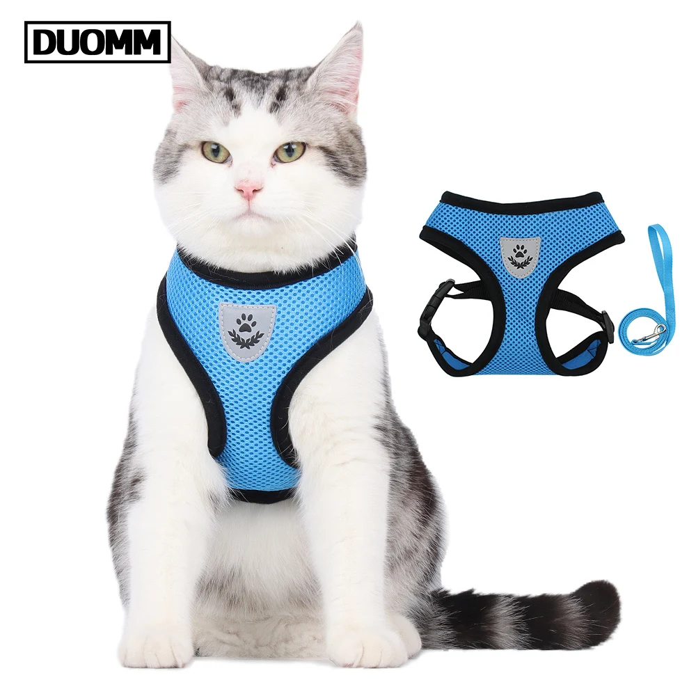 

Reflective Cat Harness and Leash Set Breathable Polyester Mesh Pet Accessories Soft Comfortable Harness for Cats